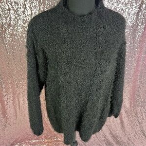 Ceny Dark Charcoal Fuzzy Knit Pullover Sweater – Small